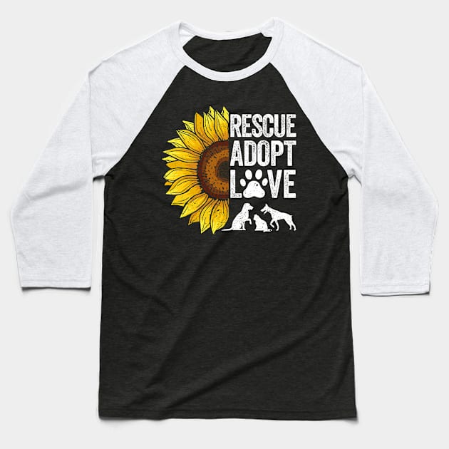 Animal Rescue Sunflower Rescue Adopt Love Baseball T-Shirt by Alex21